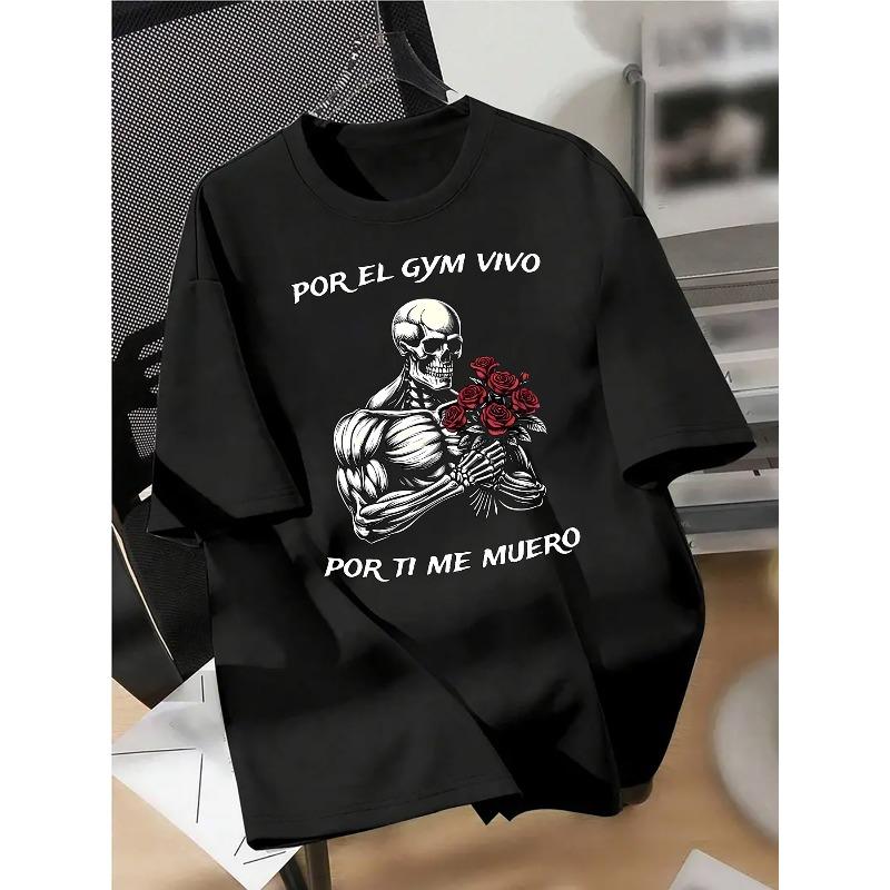 European sizes Men s T-Shirt Skull Rose Oath Print Streetwear Design Graffiti Letter Print Short Sleeve T-Shirt High Street Couple Top S чёрный
European sizes Men s T-Shirt Skull Rose Oath Print Streetwear Design Graffiti Letter Print Short Sleeve T-Shirt High Street Couple Top S чёрный