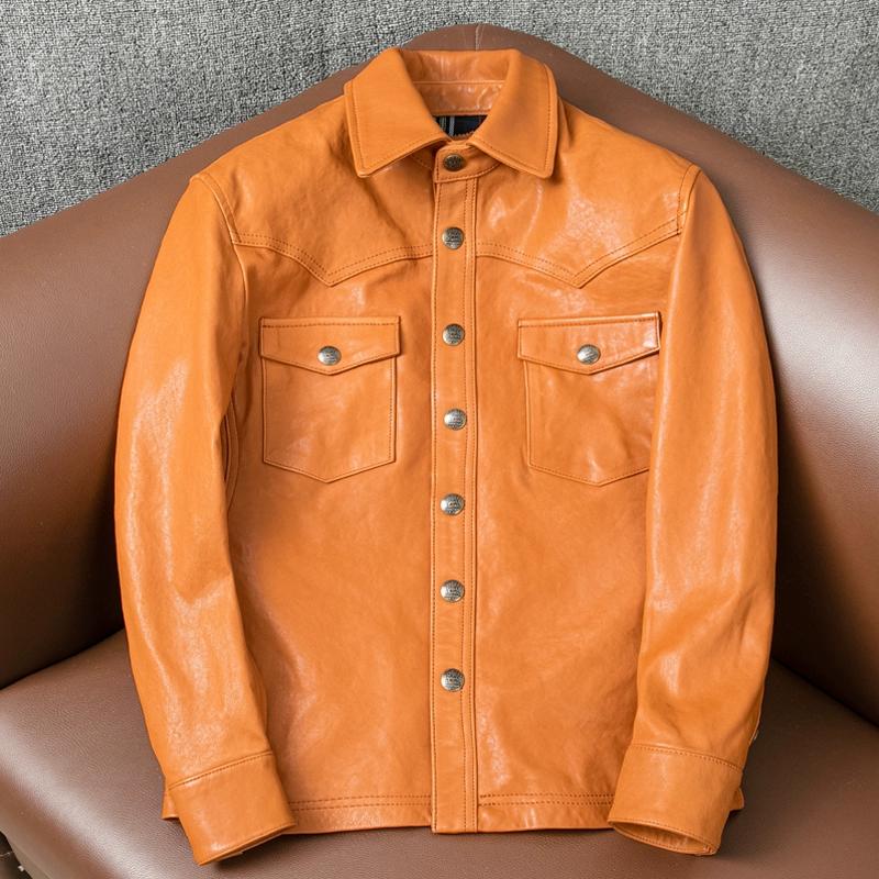 Мужская куртка из натуральной овчины оранжевого цвета в корейском стиле, приталенное короткое пальто M
Мужская куртка из натуральной овчины оранжевого цвета в корейском стиле, приталенное короткое пальто M