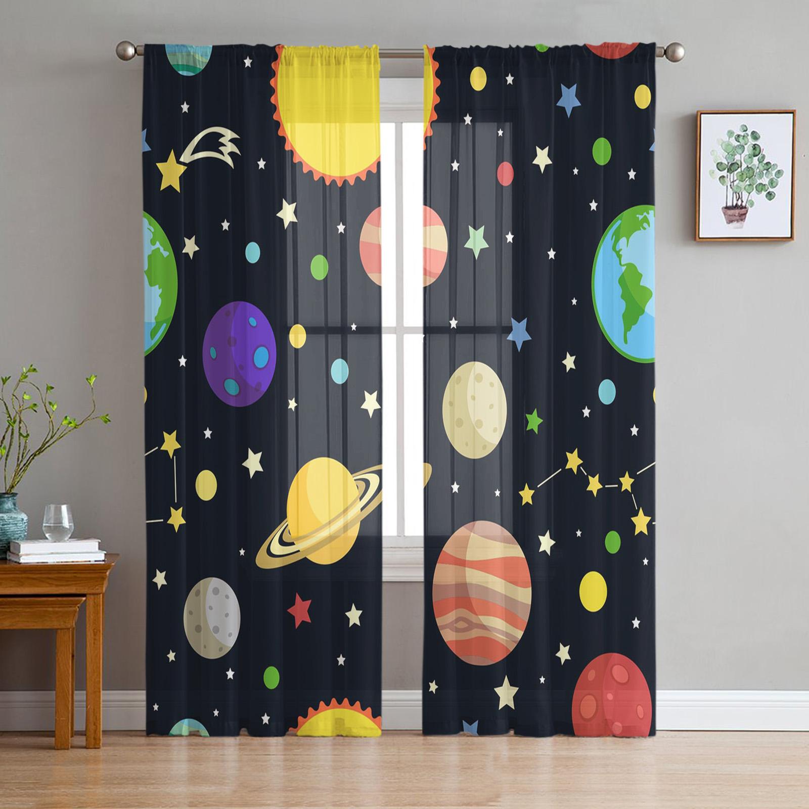 Cartoon Planet Universe Galaxy Chiffon Sheer Curtains for Living Room Bedroom Home Decoration Window Voile Tulle Curtain Drapes W135 x H114cm
Cartoon Planet Universe Galaxy Chiffon Sheer Curtains for Living Room Bedroom Home Decoration Window Voile Tulle Curtain Drapes W135 x H114cm