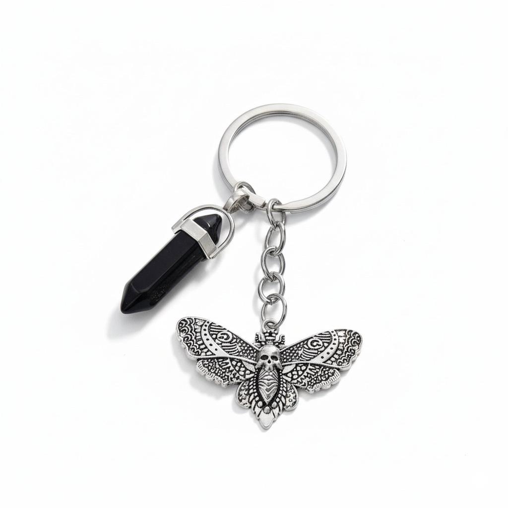Y2K Punk Skull Moth Keychain: Black Stone Hexagonal Pendant, Metal Retro Fashion Accessory серебряный
Y2K Punk Skull Moth Keychain: Black Stone Hexagonal Pendant, Metal Retro Fashion Accessory серебряный