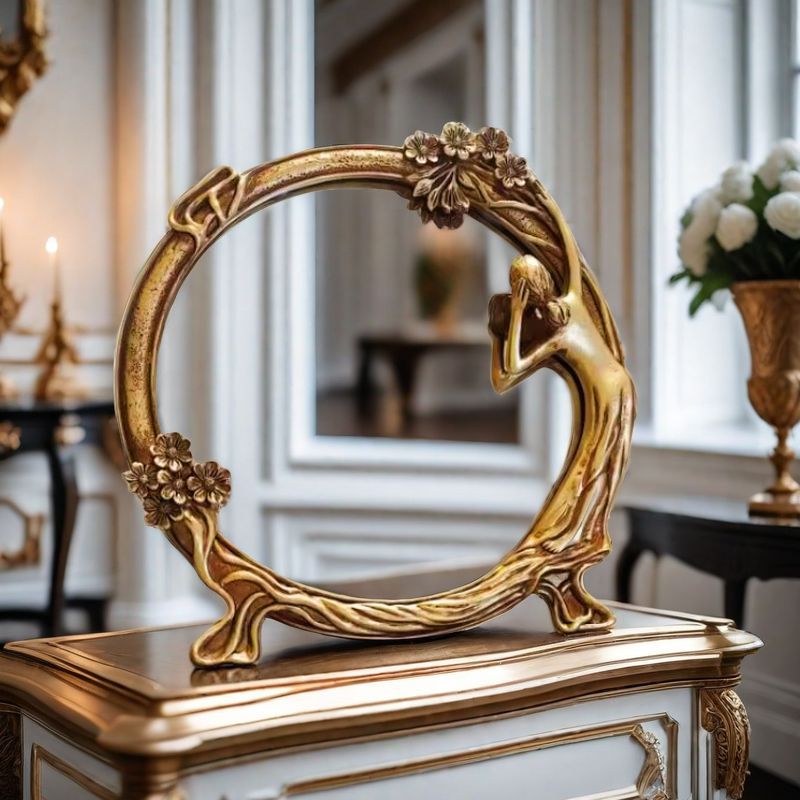 Light luxury palace retro French carved wind gilt hollow bow relief makeup mirror vanity mirror tabletop decoration living room 23.5X24X4CM бронзовий
Light luxury palace retro French carved wind gilt hollow bow relief makeup mirror vanity mirror tabletop decoration living room 23.5X24X4CM бронзовий