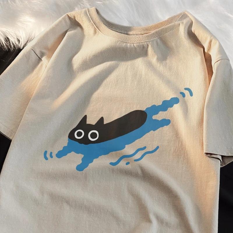 WomenTees Swimming Black Cat Diving Shoulder Short Sleeved Tshirt for Women Breathable Casual Creative Summer Clothing Tops 4XL
WomenTees Swimming Black Cat Diving Shoulder Short Sleeved Tshirt for Women Breathable Casual Creative Summer Clothing Tops 4XL
