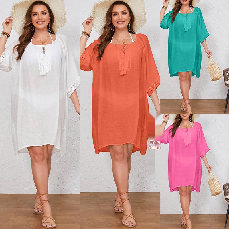 European & American Plus Size V-Neck A-Line Lace Dress Cover-Up, Hollow Out, White 2XL
European & American Plus Size V-Neck A-Line Lace Dress Cover-Up, Hollow Out, White 2XL