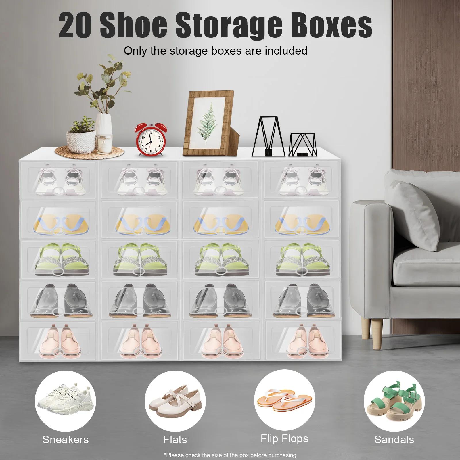 Shoe Boxes 20 Pack Large Oval Flip Top Shoe Storage Boxes Foldable Stackable Plastic Shoe Organizer for Closet Home White United States
Shoe Boxes 20 Pack Large Oval Flip Top Shoe Storage Boxes Foldable Stackable Plastic Shoe Organizer for Closet Home White United States