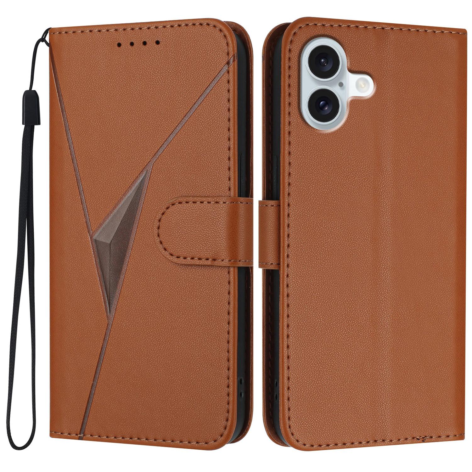 YX0090 For iPhone 16 Plus Case Triangle Imprint Leather Phone Cover with Lanyard Coffee
YX0090 For iPhone 16 Plus Case Triangle Imprint Leather Phone Cover with Lanyard Coffee
