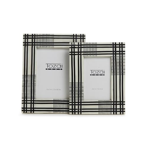 Two s Company Modern Plaid Black and White Photo Frame, Set of 2, Includes 2 sizes, 4x6 and 5x7 Inches, Resin, Home Decor and Accessories
Two s Company Modern Plaid Black and White Photo Frame, Set of 2, Includes 2 sizes, 4x6 and 5x7 Inches, Resin, Home Decor and Accessories