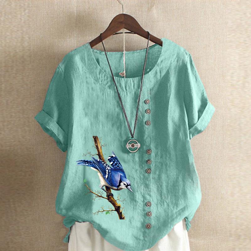Женская мода, летняя футболка с круглым вырезом и коротким рукавом, повседневная хлопковая льняная рубашка с рисунком, свободная блузка с принтом для отдыха, топы больших размеров S озеро синий
Женская мода, летняя футболка с круглым вырезом и коротким рукавом, повседневная хлопковая льняная рубашка с рисунком, свободная блузка с принтом для отдыха, топы больших размеров S озеро синий