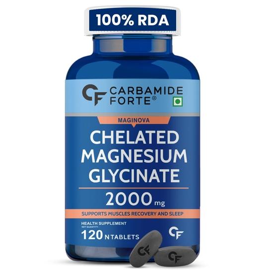 Carbamide Forte Chelated Magnesium Glycinate Supplement 2000mg Per Serving | Magnesium Supplement Supports Muscle Recovery- 120 Veg Tablets
Carbamide Forte Chelated Magnesium Glycinate Supplement 2000mg Per Serving | Magnesium Supplement Supports Muscle Recovery- 120 Veg Tablets