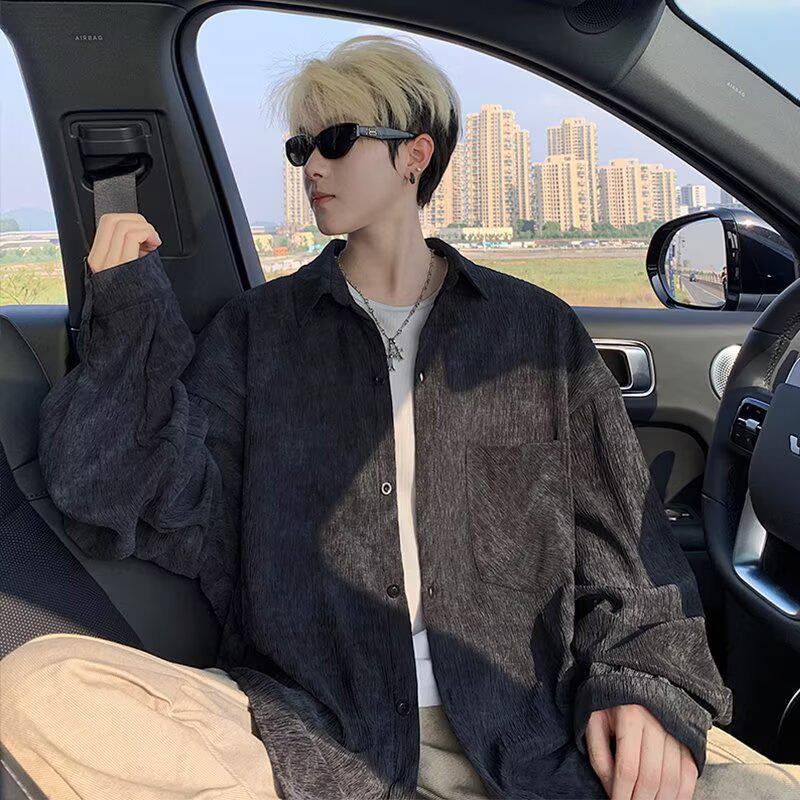 Men s Vintage Distressed Bark Crepe Shirt Jacket - Hong Kong Style, Turn-Down Collar, Loose & Casual, Versatile for Spring & Autumn XXXL чорний
Men s Vintage Distressed Bark Crepe Shirt Jacket - Hong Kong Style, Turn-Down Collar, Loose & Casual, Versatile for Spring & Autumn XXXL чорний