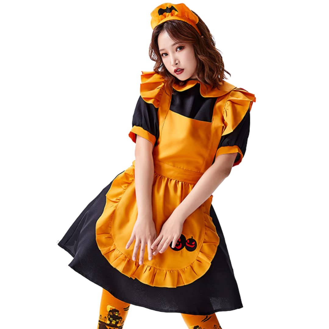 Halloween Cosplay Maid Costume Maid Outfit Pumpkin Bat Apron Headband Cute Large Size Vampire Maid Waitress Costume Short Sleeve One Piece Outfit чорний
Halloween Cosplay Maid Costume Maid Outfit Pumpkin Bat Apron Headband Cute Large Size Vampire Maid Waitress Costume Short Sleeve One Piece Outfit чорний