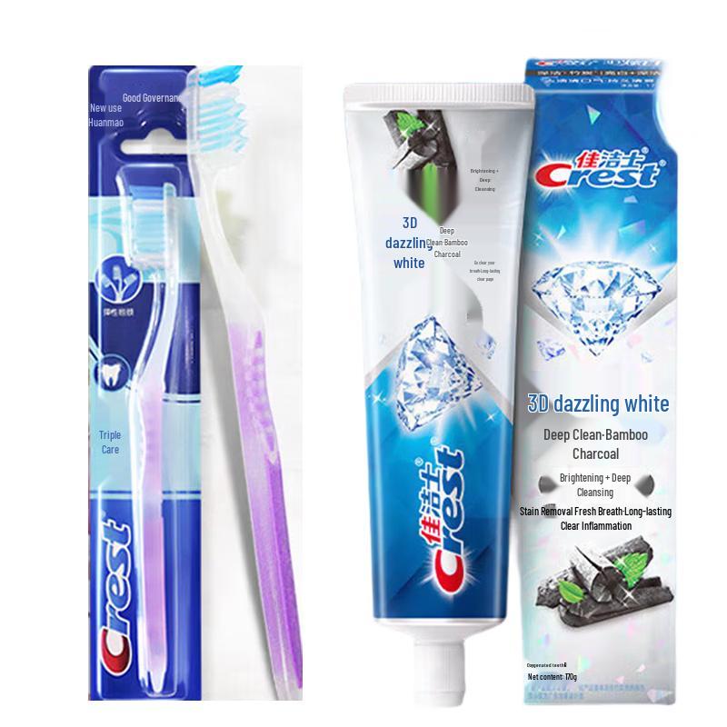 Crest Triple Care Toothbrush & 3D White Charcoal Toothpaste Combo
Crest Triple Care Toothbrush & 3D White Charcoal Toothpaste Combo