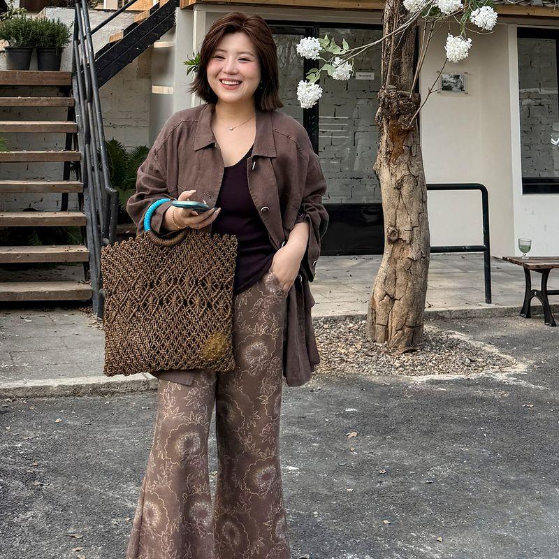 Plus-Size Printed Flared Pants for Women, Muzi Ideal, Spring/Summer 100kg, Elastic Waist, Comfortable Casual Pants
Plus-Size Printed Flared Pants for Women, Muzi Ideal, Spring/Summer 100kg, Elastic Waist, Comfortable Casual Pants