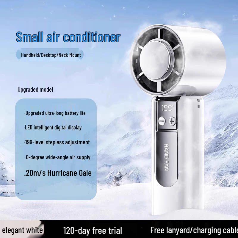 Portable Handheld Fan: Mini Air Conditioner with USB Charging, Ice Cooling, Foldable Design, and Extended Battery Life.
Portable Handheld Fan: Mini Air Conditioner with USB Charging, Ice Cooling, Foldable Design, and Extended Battery Life.