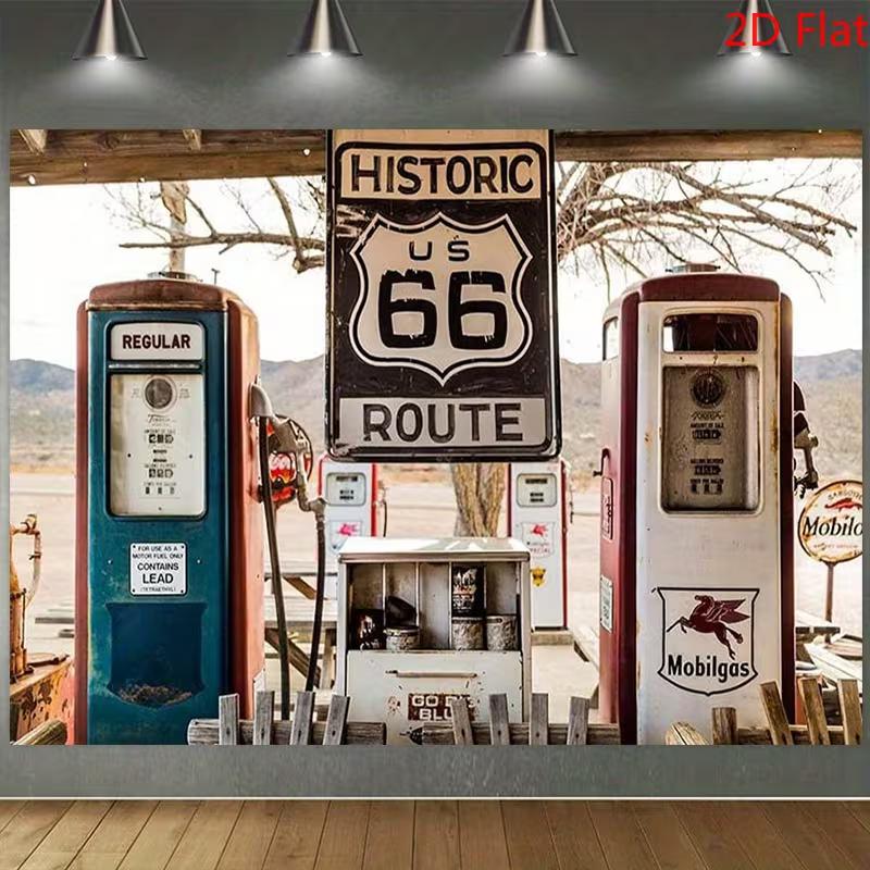 2D Route 66 Polyester Backdrop, Vintage Gas Pump Historic US 66 Background for Retro Party Decoration 47.2x31.5inch/120*80cm
2D Route 66 Polyester Backdrop, Vintage Gas Pump Historic US 66 Background for Retro Party Decoration 47.2x31.5inch/120*80cm