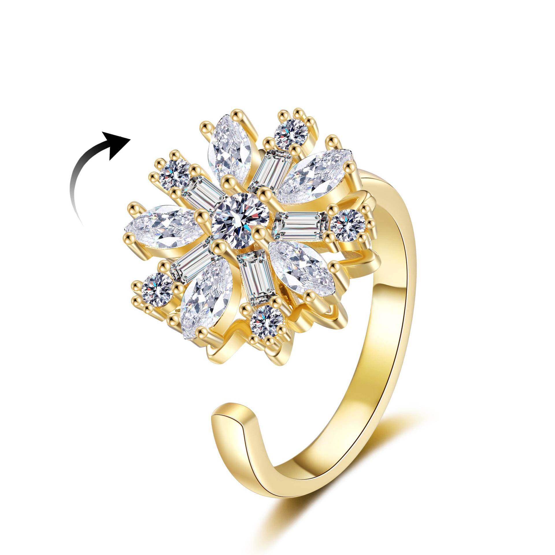 Snowflake Spinner Ring For Woman Crystal-Encrusted Rotating Dazzling Adjustable Statement Rings Luxury Christmas Zircon resizable
Snowflake Spinner Ring For Woman Crystal-Encrusted Rotating Dazzling Adjustable Statement Rings Luxury Christmas Zircon resizable