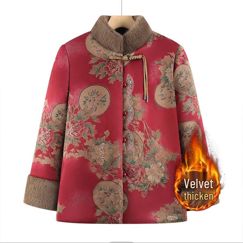 Floral Fleece-Lined Cotton Jacket for Elderly Women - Warm and Stylish Autumn/Winter Outerwear, Plus Size Available. 3XL (Recommended 120-130 jin) красный
Floral Fleece-Lined Cotton Jacket for Elderly Women - Warm and Stylish Autumn/Winter Outerwear, Plus Size Available. 3XL (Recommended 120-130 jin) красный