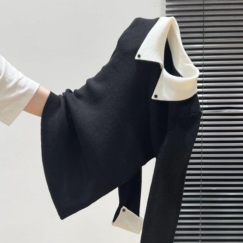 Autumn and Winter New Style Lapel Color-blocking Design Slim-fitting Bottoming Long-sleeved Wool Sweater Top for Women Onesize чорний
Autumn and Winter New Style Lapel Color-blocking Design Slim-fitting Bottoming Long-sleeved Wool Sweater Top for Women Onesize чорний