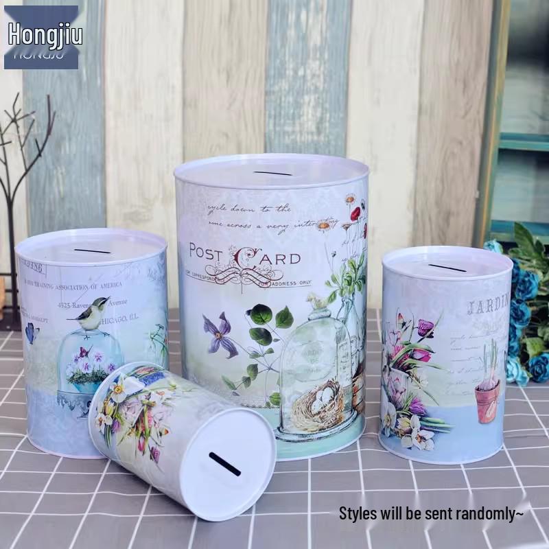 Pastoral Round Tin Piggy Bank: In-Only Dollar/Euro Savings Container 8x12cm Single Pastoral Style
Pastoral Round Tin Piggy Bank: In-Only Dollar/Euro Savings Container 8x12cm Single Pastoral Style