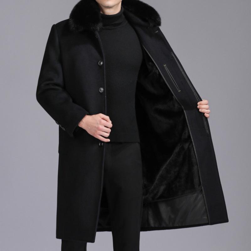 Чоловічий довгий кашеміровий пальто, образ тата, вітрозахисна куртка з оксамитом та потовщеною вовною, вовняне пальто для середнього та старшого віку з вовняним хутряним коміром 180
Чоловічий довгий кашеміровий пальто, образ тата, вітрозахисна куртка з оксамитом та потовщеною вовною, вовняне пальто для середнього та старшого віку з вовняним хутряним коміром 180