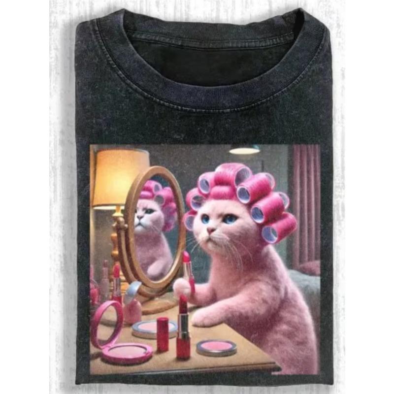 European sizes Retro Funny Cat T-Shirt | Vintage Bathroom Scene with Pink Hairdryer & Makeup Brushes - Soft Crew Neck Tee for Men Everyday 5XL
European sizes Retro Funny Cat T-Shirt | Vintage Bathroom Scene with Pink Hairdryer & Makeup Brushes - Soft Crew Neck Tee for Men Everyday 5XL