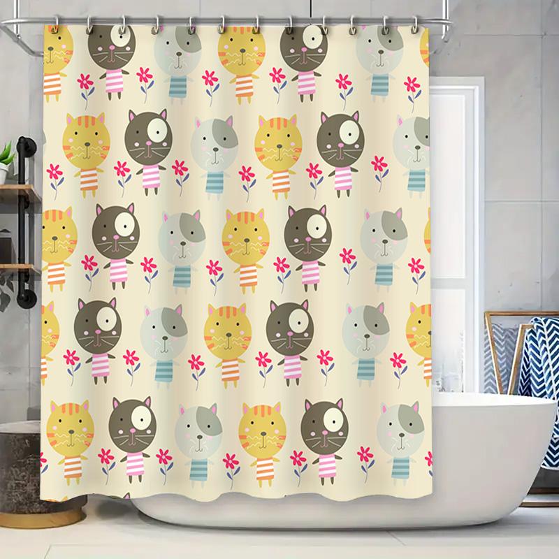 Polyester Cartoon Print Shower Curtain Set For Bathroom Decor Cats Colorful Design Waterproof Bath Rug Mat Home Decor (White) W60H190(CM)-1 Pcs
Polyester Cartoon Print Shower Curtain Set For Bathroom Decor Cats Colorful Design Waterproof Bath Rug Mat Home Decor (White) W60H190(CM)-1 Pcs
