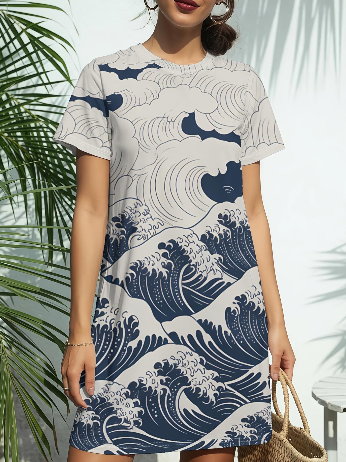 Navy Wave Swirl Women S New Round Neck Short Sleeve T-Shirt Dress Features American Fashion Trends with Digital Prints. Perfect for Casual Spring And 9XL дубильна кора
Navy Wave Swirl Women S New Round Neck Short Sleeve T-Shirt Dress Features American Fashion Trends with Digital Prints. Perfect for Casual Spring And 9XL дубильна кора