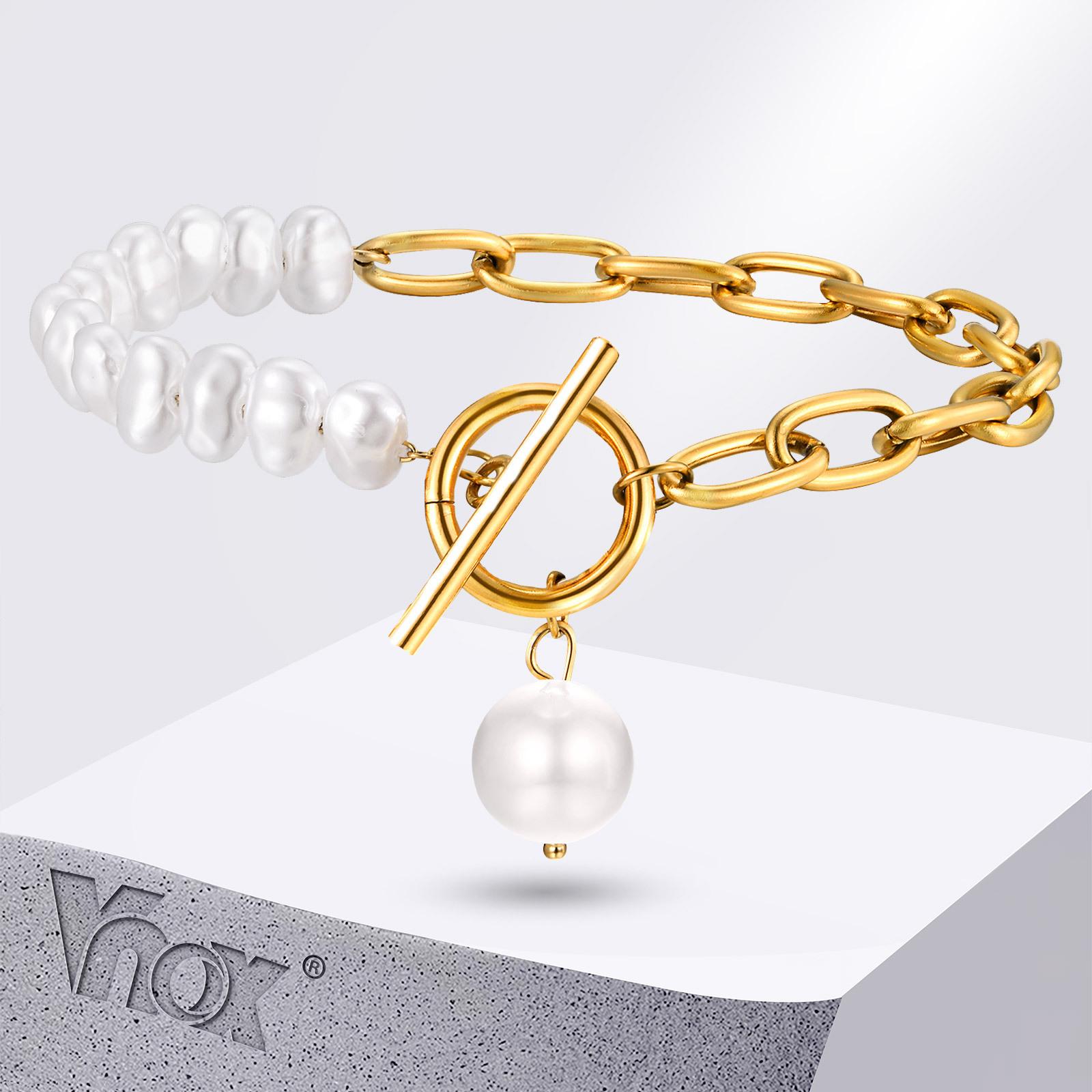 Vnox Жемчужные браслеты-подвески для женщин, Модные украшения Цепочный браслет из нержавеющей стали золотого цвета, Подходящие подарки для нее
Vnox Жемчужные браслеты-подвески для женщин, Модные украшения Цепочный браслет из нержавеющей стали золотого цвета, Подходящие подарки для нее