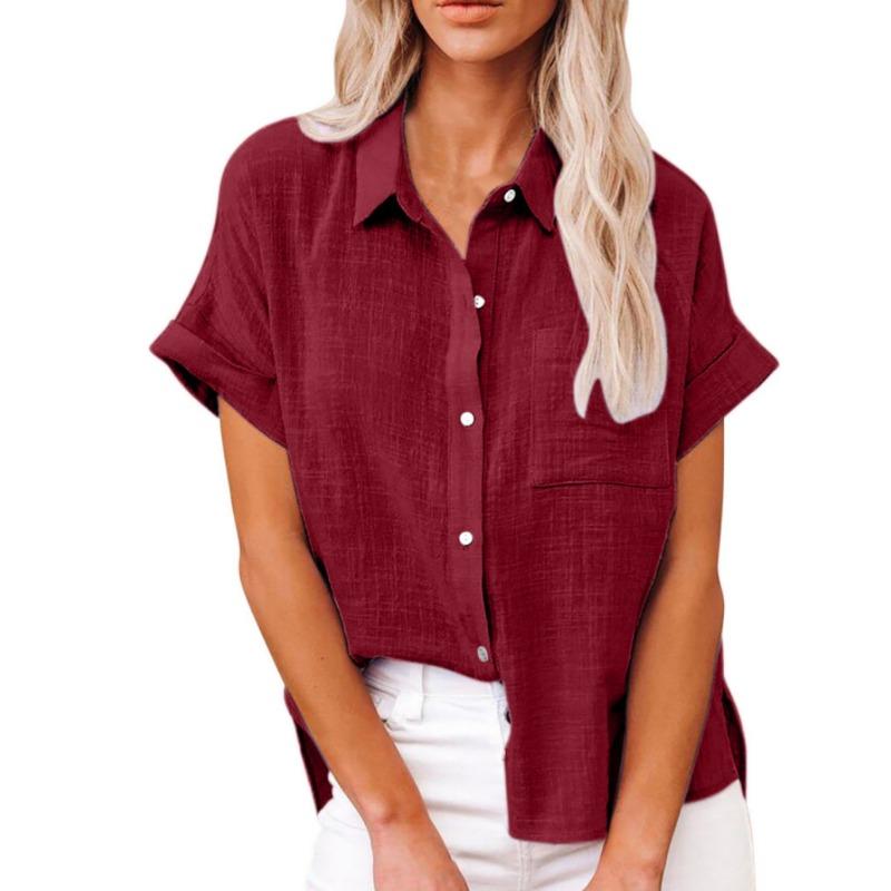 Summer Solid Color Short Sleeved Pure Cotton Casual Simple Loose Women s Blouses & Shirts L
Summer Solid Color Short Sleeved Pure Cotton Casual Simple Loose Women s Blouses & Shirts L
