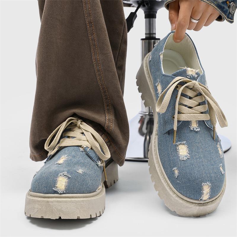 Distressed Denim Platform Derby Shoes Men Women Street Style Lace-up Casual Canvas Shoes 44 синій
Distressed Denim Platform Derby Shoes Men Women Street Style Lace-up Casual Canvas Shoes 44 синій