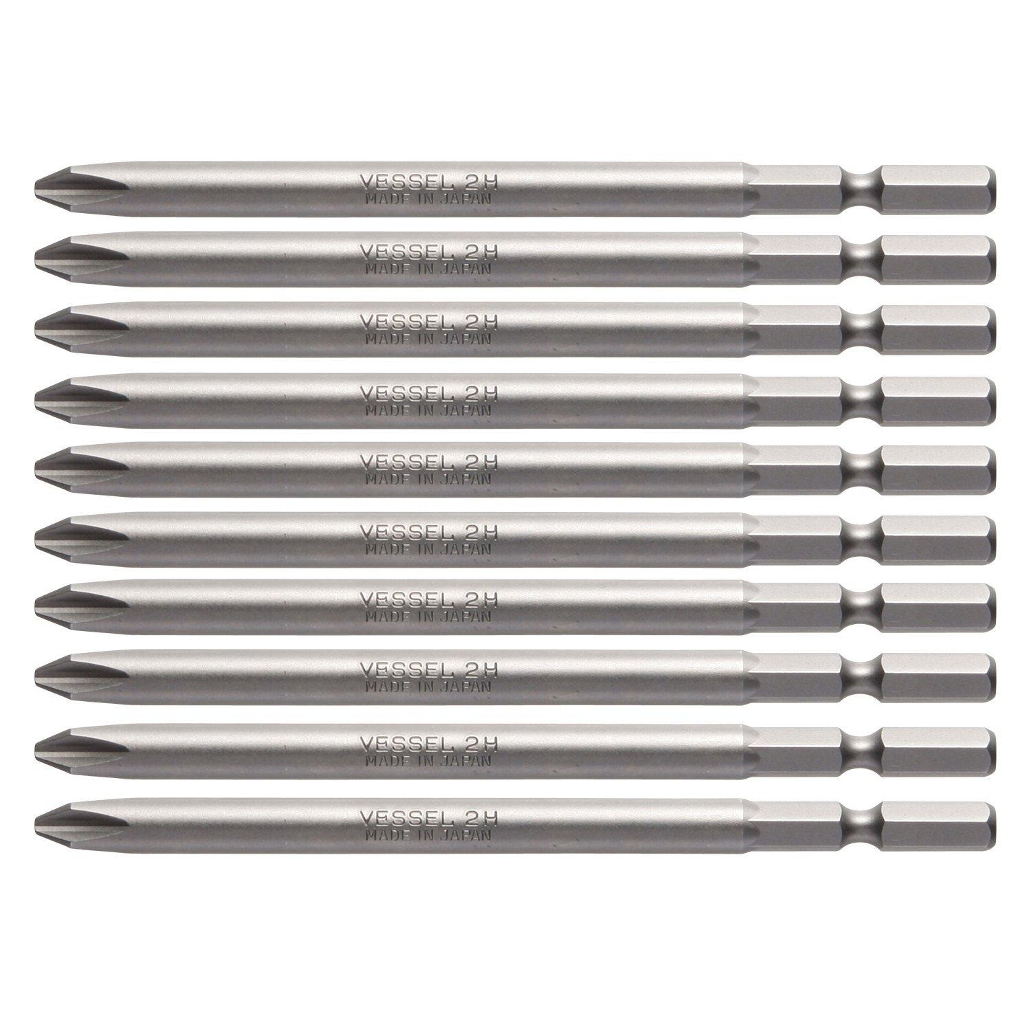 VESSEL screwdriver bit air for electric screwdriver x 100mm set of 10 H B34 ZP +2 hardness (high hardness)
VESSEL screwdriver bit air for electric screwdriver x 100mm set of 10 H B34 ZP +2 hardness (high hardness)