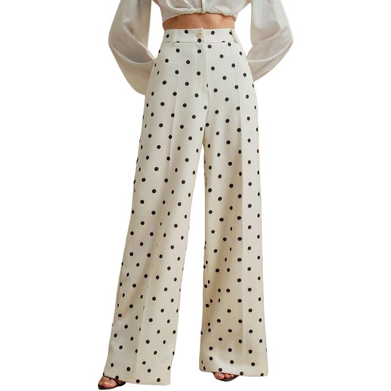European & American Retro Polka Dot High Waist Wide Leg Casual Pants for Women L
European & American Retro Polka Dot High Waist Wide Leg Casual Pants for Women L