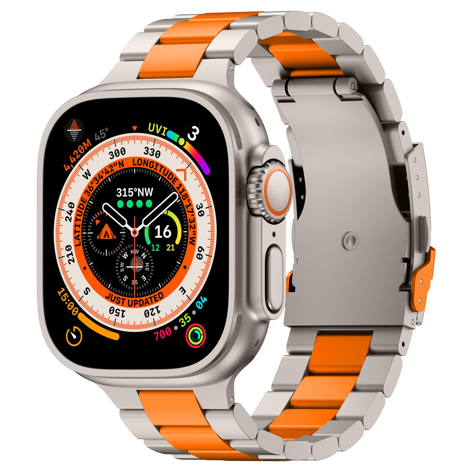 For Apple Watch Series 10 42mm/9 8 7 41mm/SE (2023) SE (2022) SE 6 5 4 40mm/3 2 1 38mm 3-Bead Titanium Alloy Watch Strap Replacement Band Titanium+Orange
For Apple Watch Series 10 42mm/9 8 7 41mm/SE (2023) SE (2022) SE 6 5 4 40mm/3 2 1 38mm 3-Bead Titanium Alloy Watch Strap Replacement Band Titanium+Orange