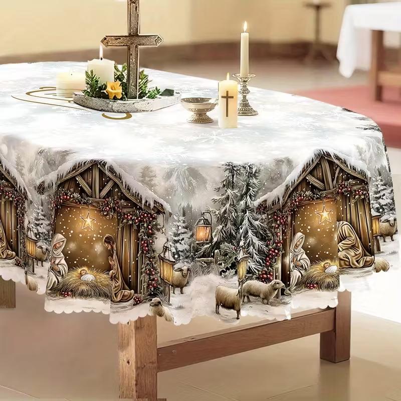 1 Piece Merry Christmas Themed Tablecloth Christmas Atmosphere Nativity Scene Dining Table Cover Christmas Party Home Decoration Round 152x152cm
1 Piece Merry Christmas Themed Tablecloth Christmas Atmosphere Nativity Scene Dining Table Cover Christmas Party Home Decoration Round 152x152cm