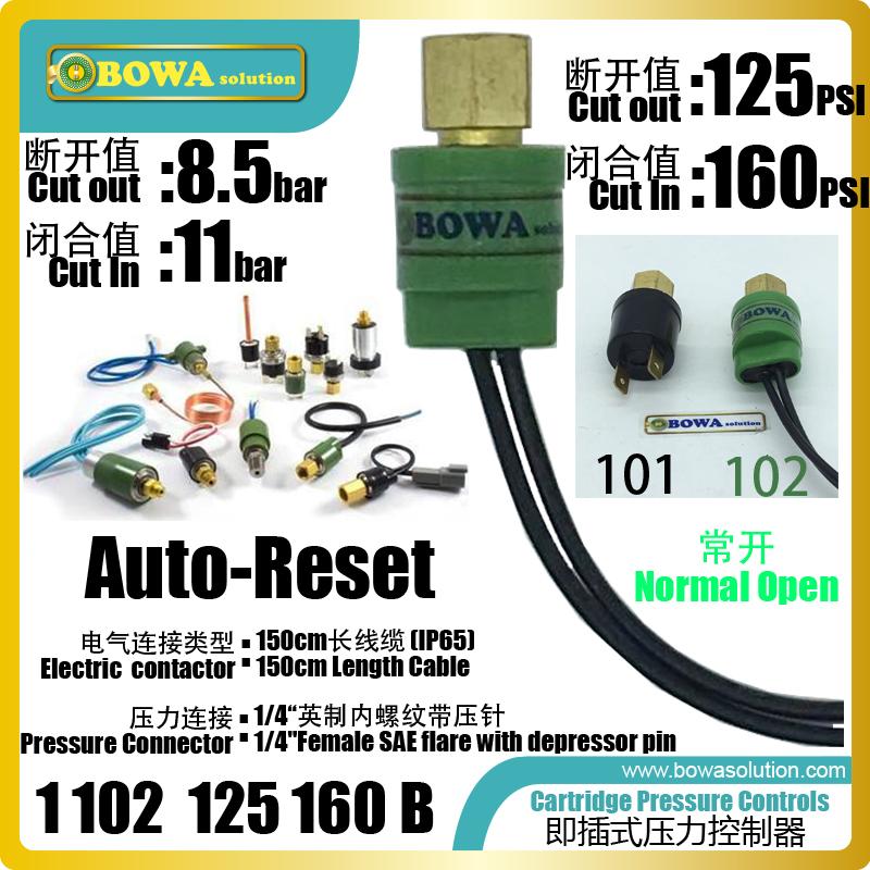 8.5bar cut-off & 11bar cut-on condenser fan switch is used in R134a cooling unit to keep constant condensing pressure & subcool білий
8.5bar cut-off & 11bar cut-on condenser fan switch is used in R134a cooling unit to keep constant condensing pressure & subcool білий