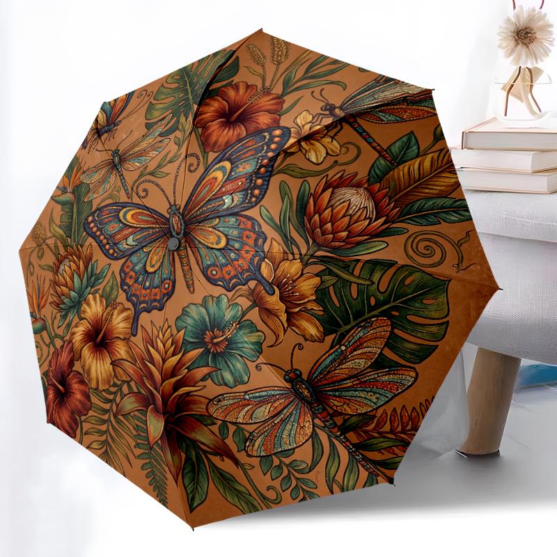 1pc Sturdy 8-Bone Auto Umbrella, Bright Orange Tropical Butterfly Floral Umbrella, Digital Printed, Foldable Umbrella for On-the-Go Outdoor Use
1pc Sturdy 8-Bone Auto Umbrella, Bright Orange Tropical Butterfly Floral Umbrella, Digital Printed, Foldable Umbrella for On-the-Go Outdoor Use