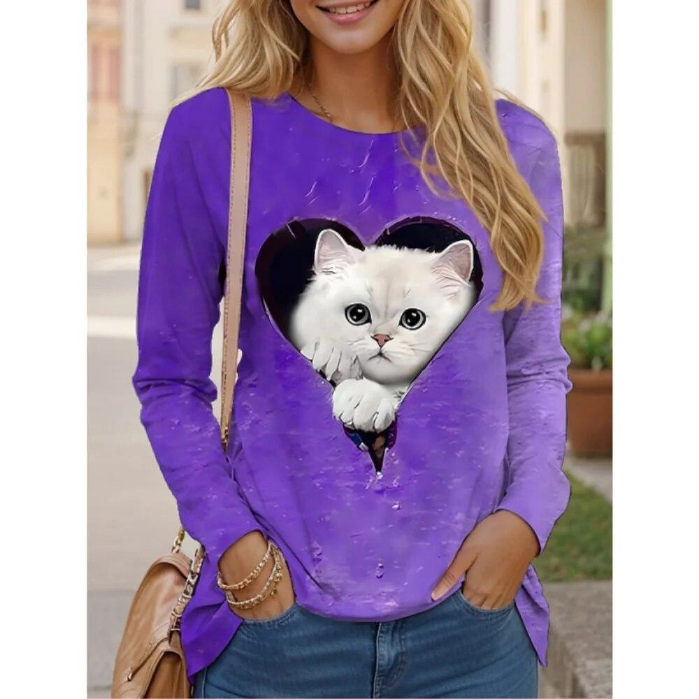 Spring and Autumn Women s Long Sleeve T-shirt Love Cat 3D Print Hip Hop O-Neck Regular Fashion Sweatshirt Pullover Casual Top
Spring and Autumn Women s Long Sleeve T-shirt Love Cat 3D Print Hip Hop O-Neck Regular Fashion Sweatshirt Pullover Casual Top