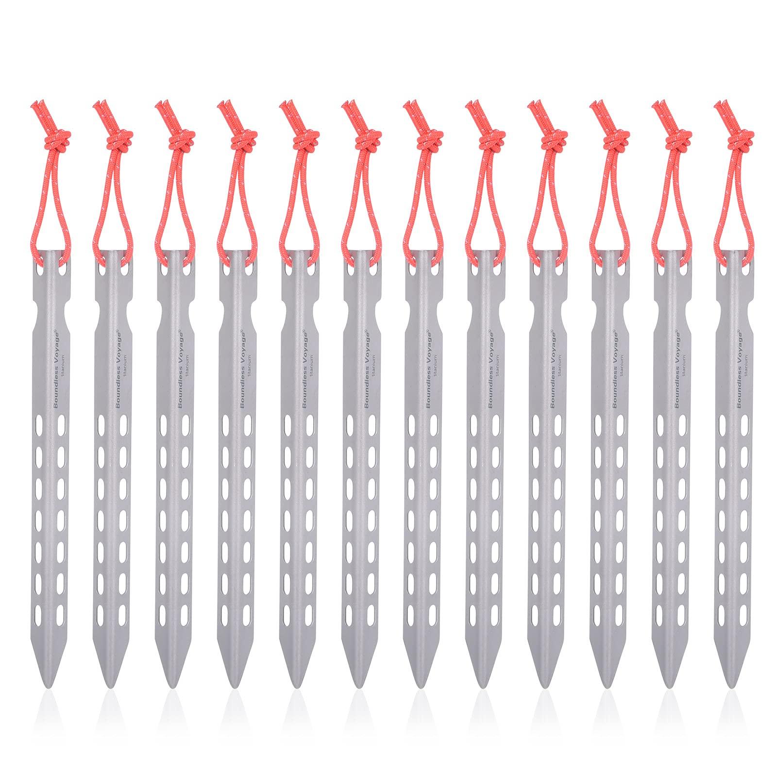 iBasingo Set of 12 Titanium Tent Peg Forged Peg Ultra Light V Type Tent Peg Mountains Grass Hard Ground Construction Tools Stake Storage Bag Included
iBasingo Set of 12 Titanium Tent Peg Forged Peg Ultra Light V Type Tent Peg Mountains Grass Hard Ground Construction Tools Stake Storage Bag Included