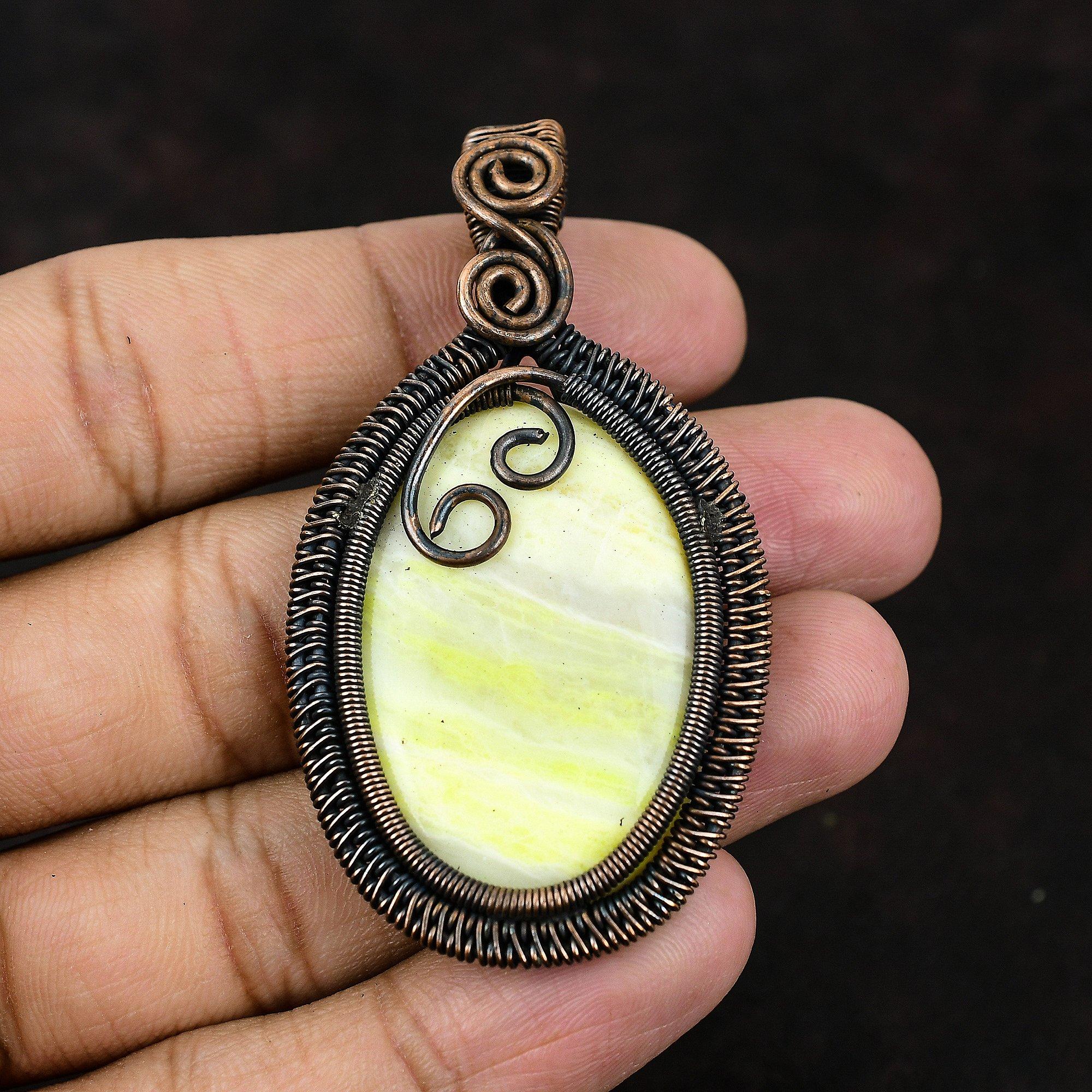 Yellow Aragonite Gemstone Pendant Copper Wire Wrapped Pendant Copper Jewelry Designer Jewelry Handmade Pendant Gemstone Pendant Gift For Him
Yellow Aragonite Gemstone Pendant Copper Wire Wrapped Pendant Copper Jewelry Designer Jewelry Handmade Pendant Gemstone Pendant Gift For Him