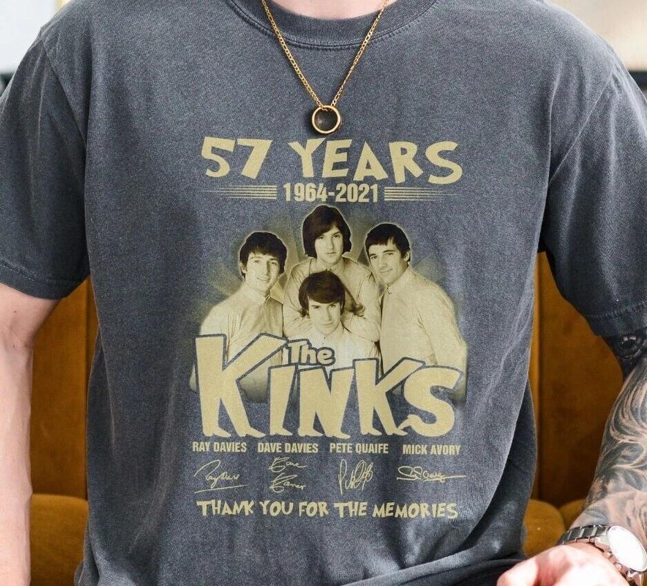 The Kinks 57 Years Anniversary T-Shirt on Vintage Black Comfort Colors 1717 Tee XL
The Kinks 57 Years Anniversary T-Shirt on Vintage Black Comfort Colors 1717 Tee XL
