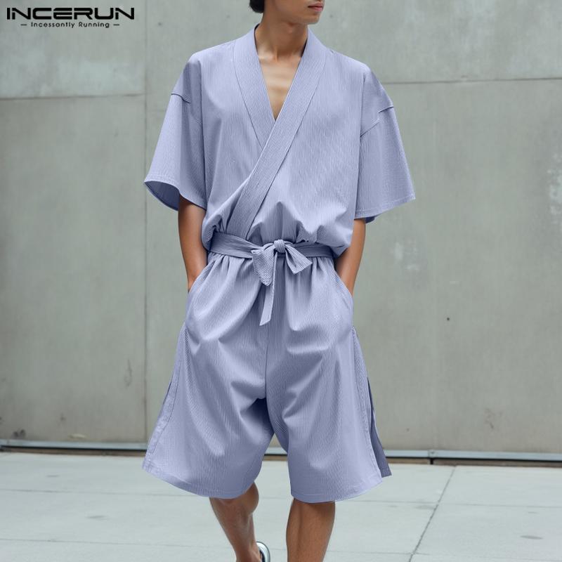 INCERUN Two Piece Suit Summer Men Short Sleeve Front Cross Shirts Bandage Pants Outfits Sets S чёрный
INCERUN Two Piece Suit Summer Men Short Sleeve Front Cross Shirts Bandage Pants Outfits Sets S чёрный