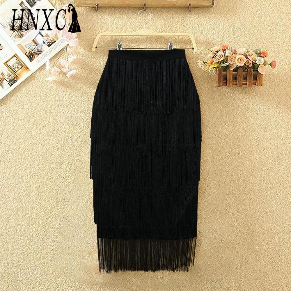 HNXC Женская Мода Повседневная Однотонная Принтованная Летняя Весенняя Юбка XL чёрный