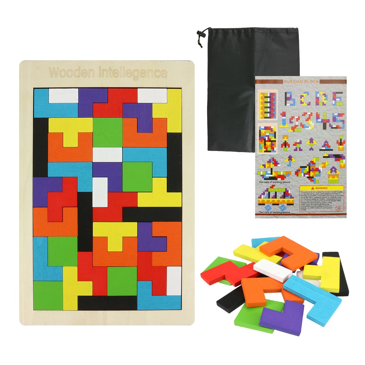 Wooden Puzzle Tetris Shaped Jigsaw Puzzle with Storage Bag Toy for Ages 6 and Up Thickness 7mm Gift MA SELE
Wooden Puzzle Tetris Shaped Jigsaw Puzzle with Storage Bag Toy for Ages 6 and Up Thickness 7mm Gift MA SELE