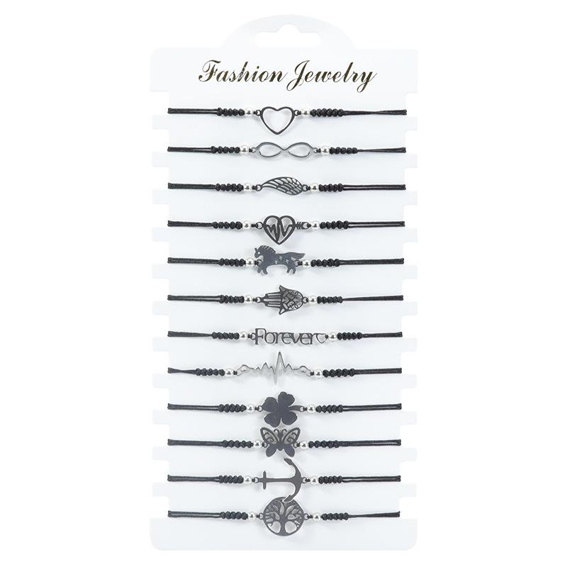 12pcs Set Stainless Steel Four-leaf Flower Butterfly Tree of Life Mobius Strip Heart Woven Bracelets for Women Zircon Sets Gift
12pcs Set Stainless Steel Four-leaf Flower Butterfly Tree of Life Mobius Strip Heart Woven Bracelets for Women Zircon Sets Gift