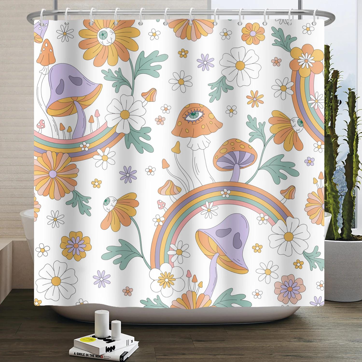 Unframed 70S Vintage Rainbow Shower Curtain, Mushroom Moon Hippie Flower Sun Moon Butterfly Botanical Vintage, Bathroom Decorati W60H190(CM)-1 Pcs
Unframed 70S Vintage Rainbow Shower Curtain, Mushroom Moon Hippie Flower Sun Moon Butterfly Botanical Vintage, Bathroom Decorati W60H190(CM)-1 Pcs