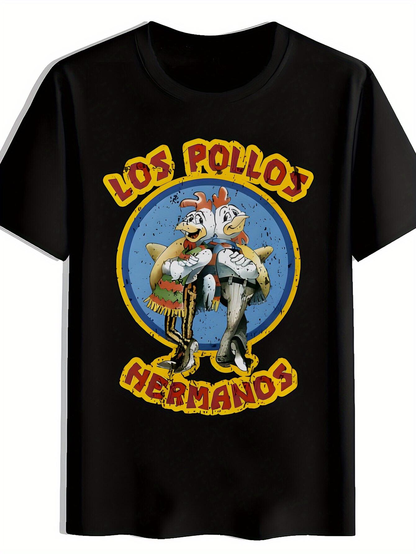 Black T-shirt with Los Pollos Hermanos Cartoon Chicken Print - Casual Polyester Crew Neck M
Black T-shirt with Los Pollos Hermanos Cartoon Chicken Print - Casual Polyester Crew Neck M