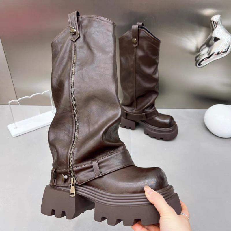 Сапоги с толстым голенищем и длинные сапоги Осень и Зима Новые с круглой пряжкой из мягкой кожи Сапоги до колена на массивном каблуке 38
Сапоги с толстым голенищем и длинные сапоги Осень и Зима Новые с круглой пряжкой из мягкой кожи Сапоги до колена на массивном каблуке 38