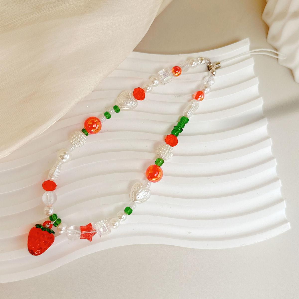 DIY Bohemian Phone Charm Strap Cute Red Strawberry White Pearl Bead Anti-drop Phone Lanyard Bracelet
DIY Bohemian Phone Charm Strap Cute Red Strawberry White Pearl Bead Anti-drop Phone Lanyard Bracelet