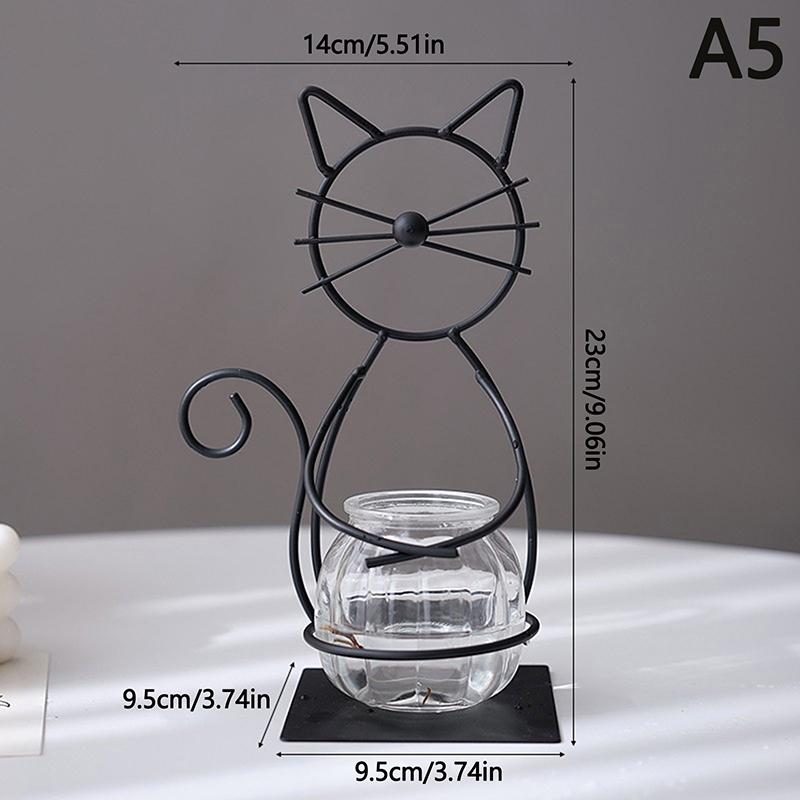 Креативная гидропонная ваза Простая кошка Железная цветочная машина В форме сердца Гидропонная ваза Креативный декор для дома Гостиная Стол