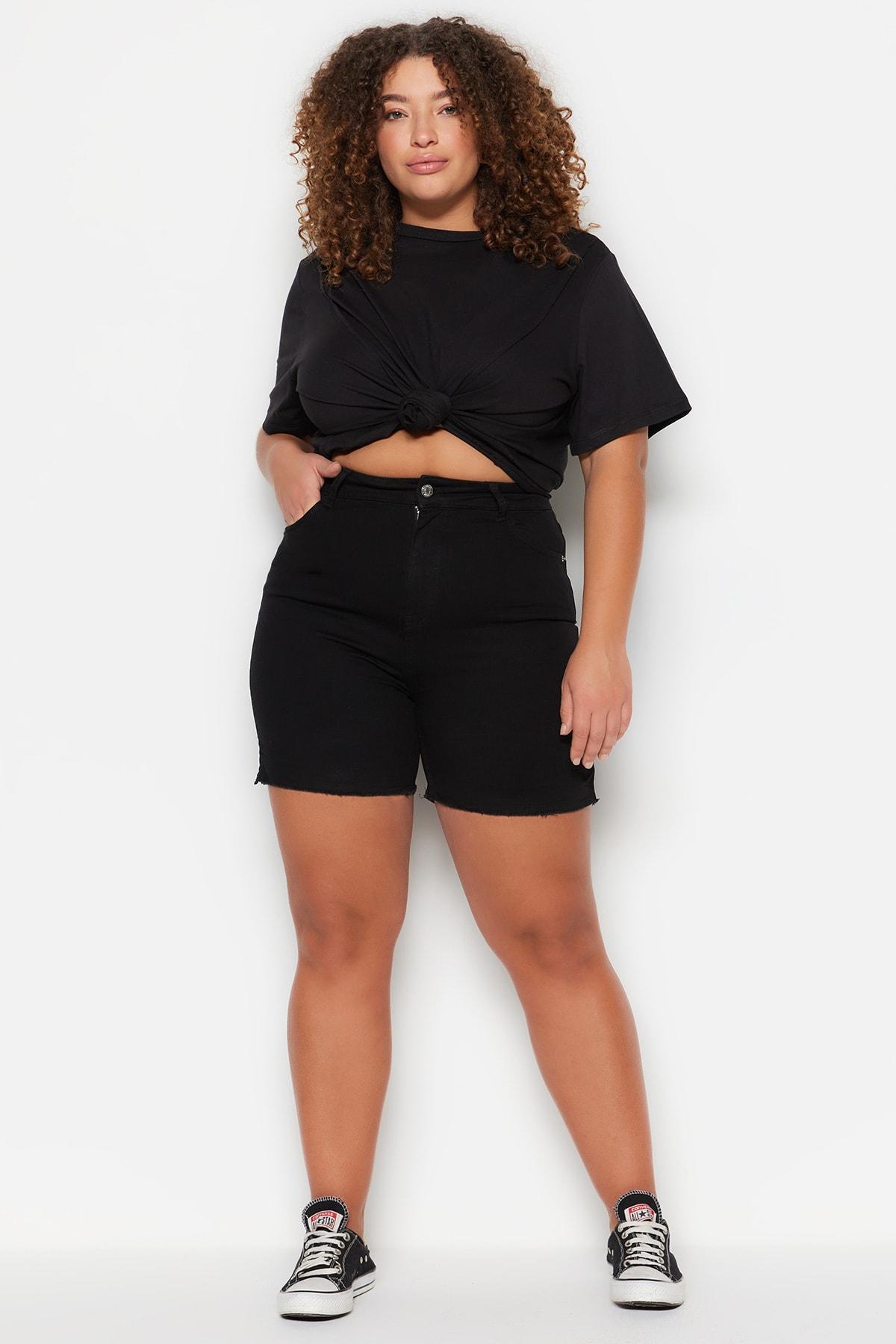 Women s Style Plus Size Shorts Bermudas Black High Waist Flexible Skinny Side Slits Denim Shorts & Bermudas 6XL
Women s Style Plus Size Shorts Bermudas Black High Waist Flexible Skinny Side Slits Denim Shorts & Bermudas 6XL