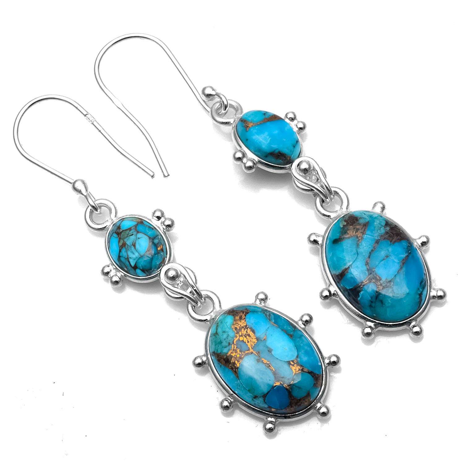 Copper Turquoise Gemstone Earrings Solid 925 Sterling Silver Handmade Earrings Jewelry Gift For Women And Girls E-1487
Copper Turquoise Gemstone Earrings Solid 925 Sterling Silver Handmade Earrings Jewelry Gift For Women And Girls E-1487